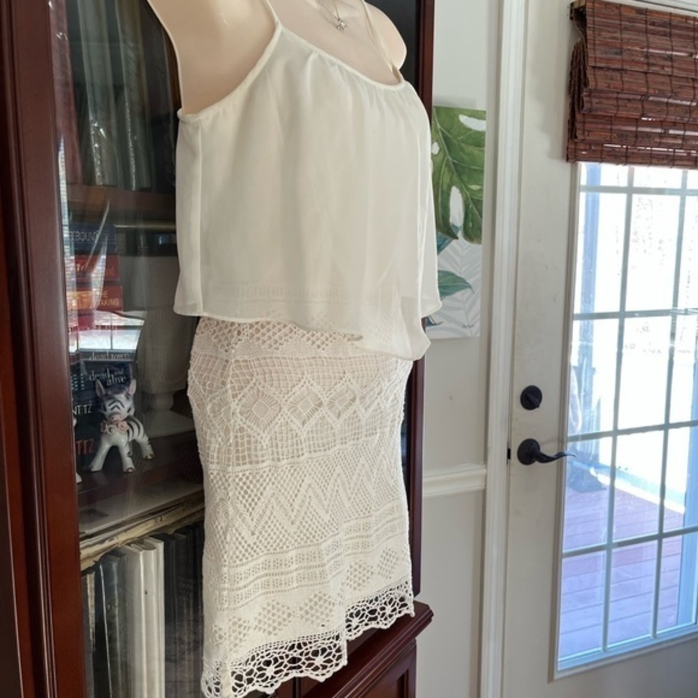 American Eagle Lacey Sleeveless Dress Size 0 Off White - Picture 2 of 13